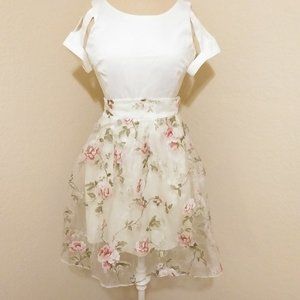 Two Piece Floral English Rose Chiffon Set